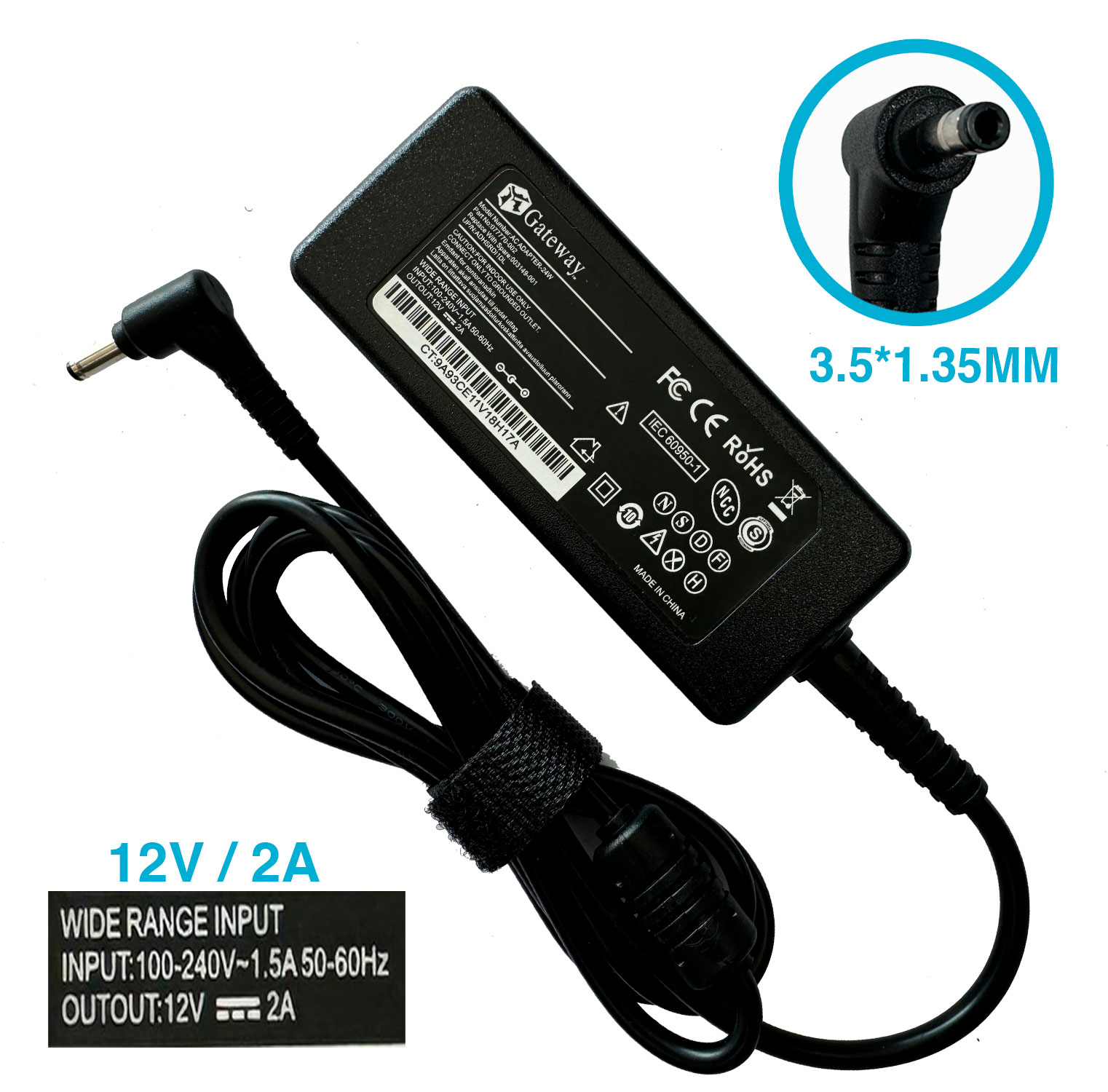 CARGADOR GATEWAY XTRATECH 3.5X1.35MM 12V 2AM