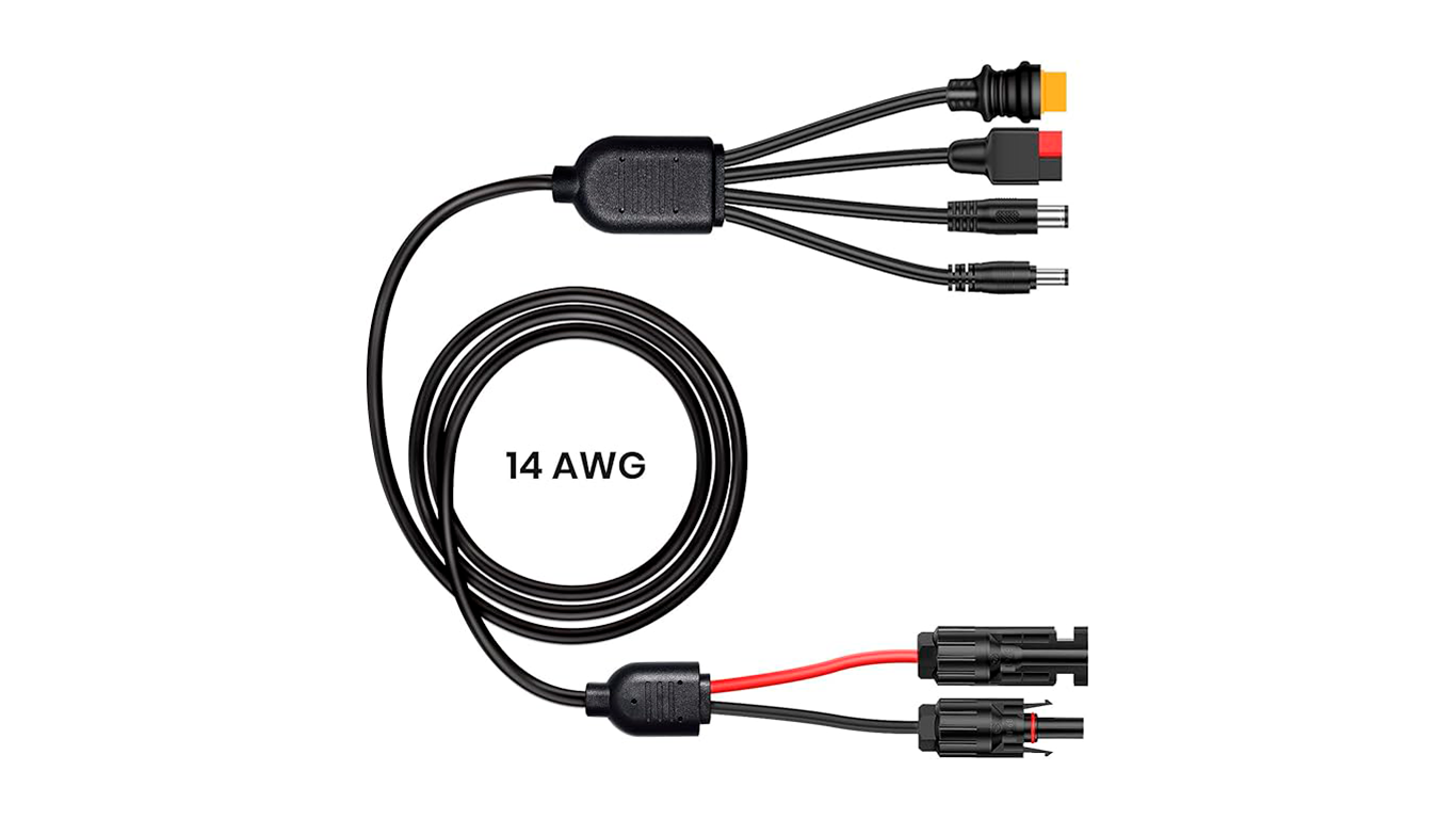 FLEXSOLAR CABLE DE CARGA SOLAR 14AWG CONECTOR SOLAR A XT60, DC7909 (0.315 IN) DC5521 ANDERSON ADAPTADOR CONECTOR CONECTOR CONECTAR PANEL SOLAR PARA ESTACIÓN DE ENERGÍA PORTÁTIL Y GENERADOR SOLAR.