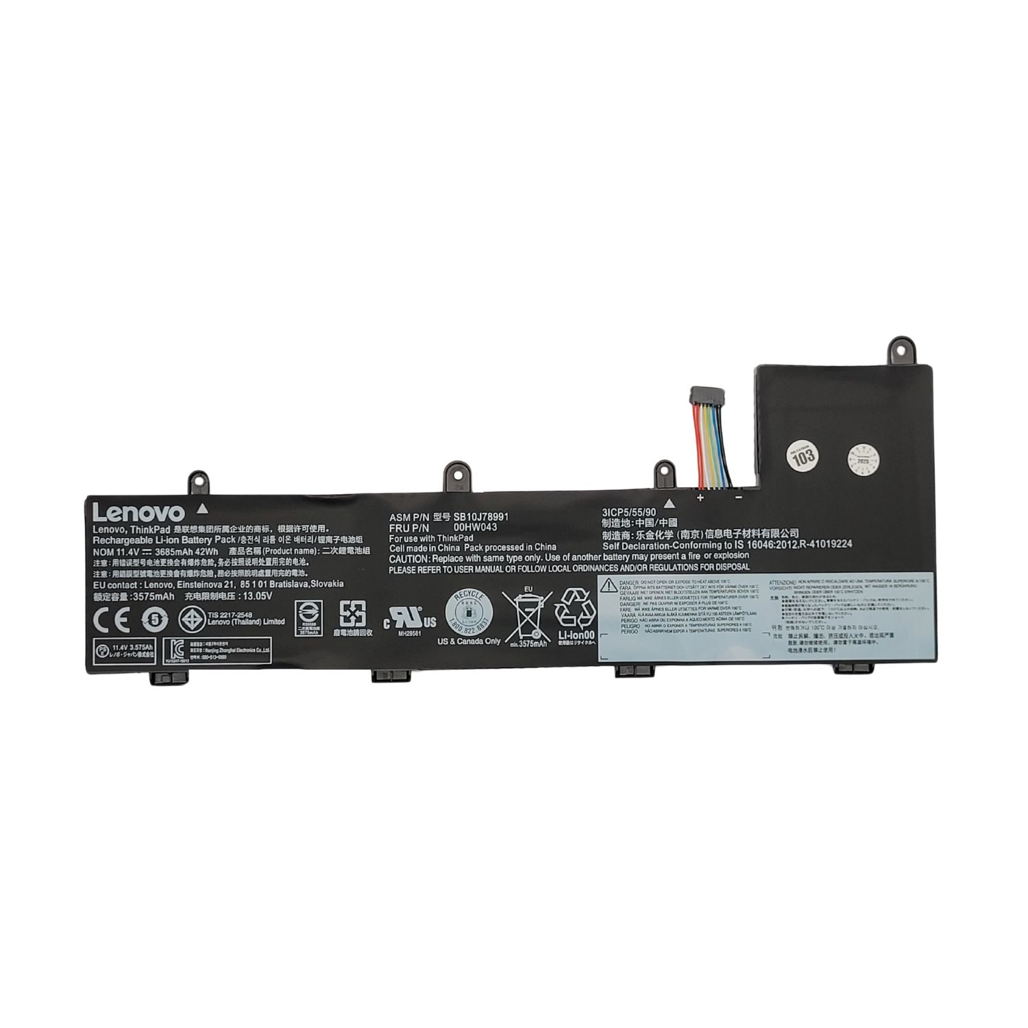 VC-BATERIA PARA LENOVO 00HW044 00HW043 11.4V 3635 mAh