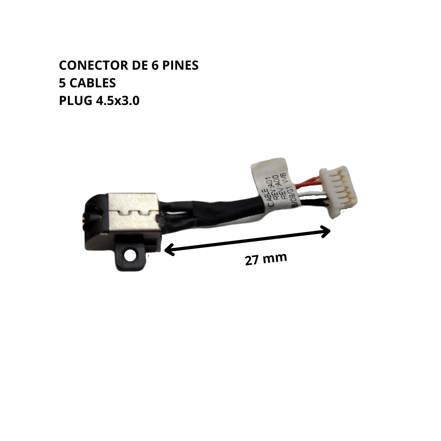 PIN DE CARGA PARA DELL 11-3000 P/N 450.07804.2001 PLUG 4.5x3.0